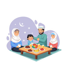 Happy Muslim Family Iftar