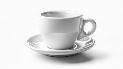 Obraz premium Classic white porcelain espresso cup and saucer isolated on a clean white background.