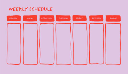 Minimalist hand drawn weekly planner template. Organizer page, diary and office schedule list.