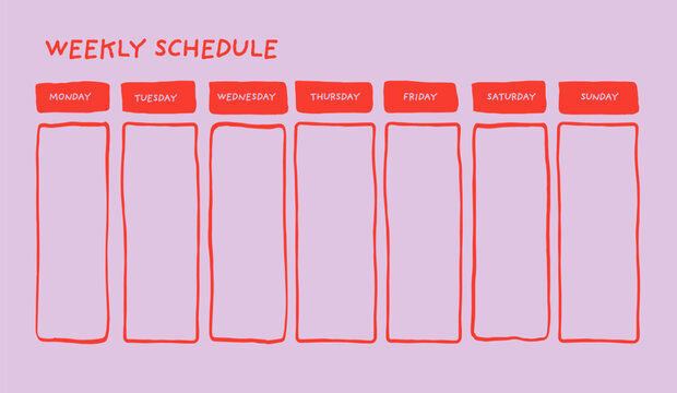 Minimalist hand drawn weekly planner template. Organizer page, diary and office schedule list.