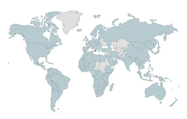Fototapeta premium Minimalist world map in pastel tones with country borders