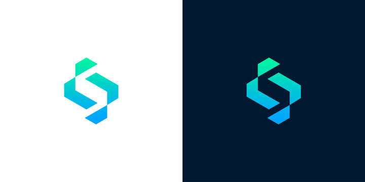 Modern geometric abstract logo design with gradient colors, representing connection or synergy