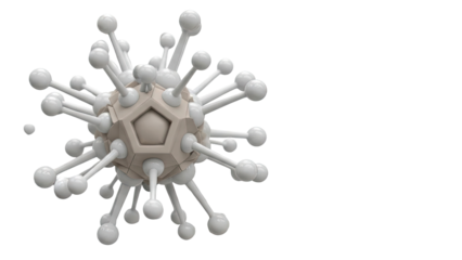 3D rendering of a stylized virus particle