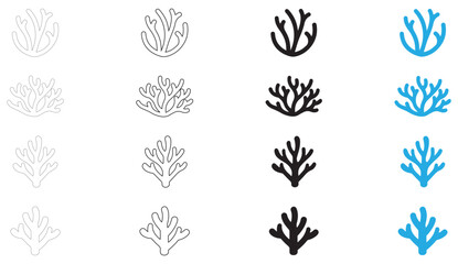 coral reef icon vector, sea plant coral reef vector, silhouette and line art illustration © Anda