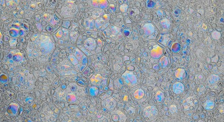 Close-up microscopic view of colorful cellular structures with diverse organelles under magnification.