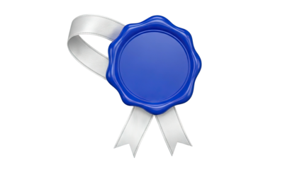 Blue Wax Seal with Silver Ribbon