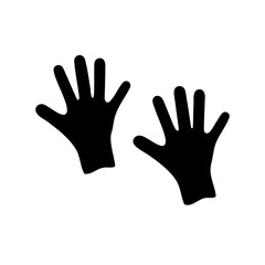 Obraz premium Two black handprints on a white background symbolizing touch and presence