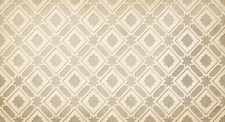 Elegant Islamic Geometric Seamless Pattern in Beige and Cream Tones