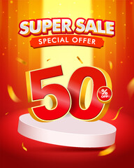 Super Sale Special Offer 50% Off Banner
