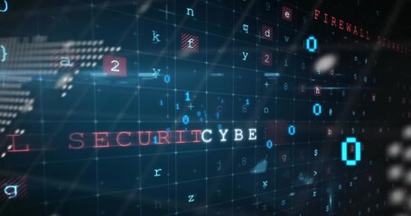 The animation shows data processing over a cyberattack warning - Powered by Adobe