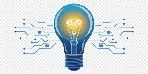 Glowing Light Bulb with Circuitry, innovation and technology concept