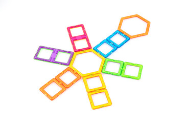 Colorful Magnetic Tiles Laid Out for Taj Mahal Sculpture