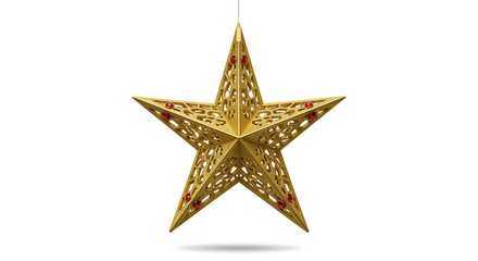 Obraz premium Golden Star Decoration with Red Gems
