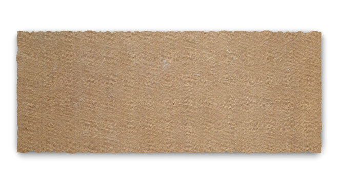Horizontal rectangular dark brown burlap canvas banner with rough edges 