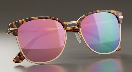 Stylish Tortoiseshell Sunglasses with Mirrored Lenses