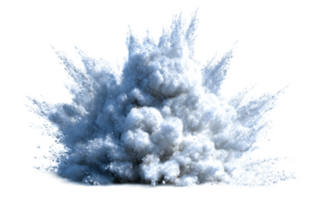 A large cloud of white smoke exploding upwards isolated on transparent background with a dynamic abstract pattern transparent background