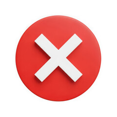 Obraz premium Red circle with white x isolated on transparent background