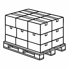 Unloading boxes on a wooden pallet at a warehouse