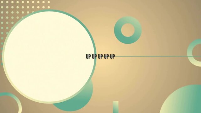 Geometric shapes and UP text animation on beige background