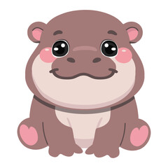 Fototapeta premium Cute Cartoon Hippopotamus Illustration