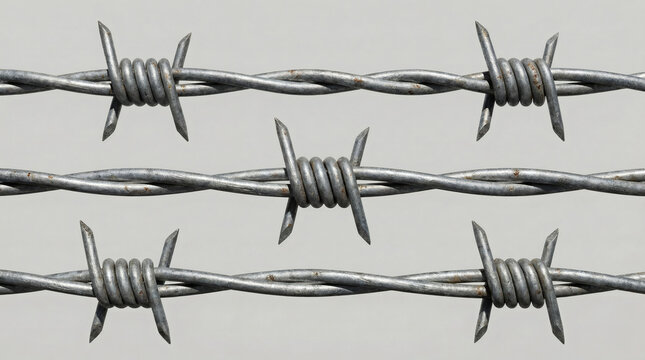 Horizontal Rows of Twisted Barbed Wire
