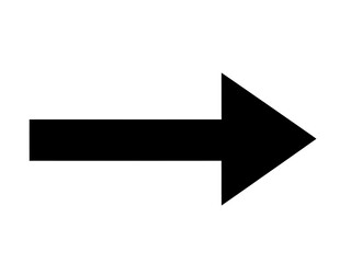 Obraz premium Black arrow pointing to the right on white background isolated on white background