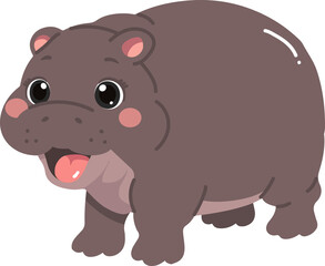 Fototapeta premium Cute Cartoon Hippo Illustration