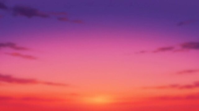 Vibrant anime sunset scene with colorful sky and clouds at dusk