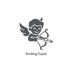 Gray minimalist cupid silhouette icon holding a bow and arrow for Valentine's Day romance dating and creative branding projects.

