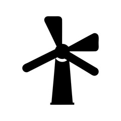 Black silhouette of a wind turbine for generating electricity energy