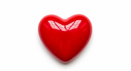 Fototapeta premium Vibrant Red Heart Symbolizing Love and Passion on a Clean White Background.