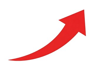 Red arrow pointing upwards indicating growth isolated on white background