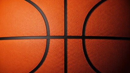Obraz premium Close-up macro shot of a basketball texture showing orange pebbled surface and black lines
