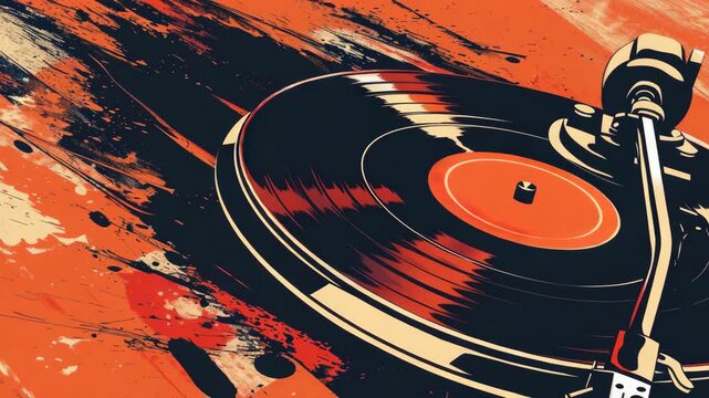 Stylized of a classic record player in a retro color scheme.