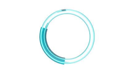 Futuristic glowing 3d blue circle with a dynamic loading indicator on a black background