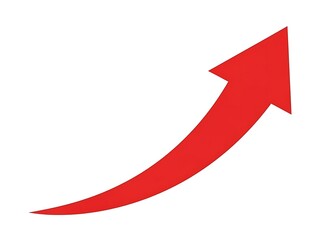 Red arrow pointing upwards indicating growth isolated on white background