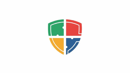 Obraz premium Colorful shield logo with sections.