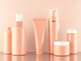 Collection of pink cosmetic products