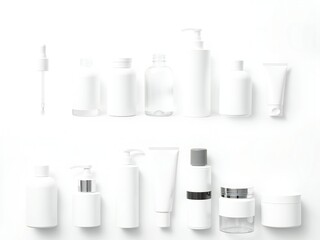 Collection of white cosmetic containers