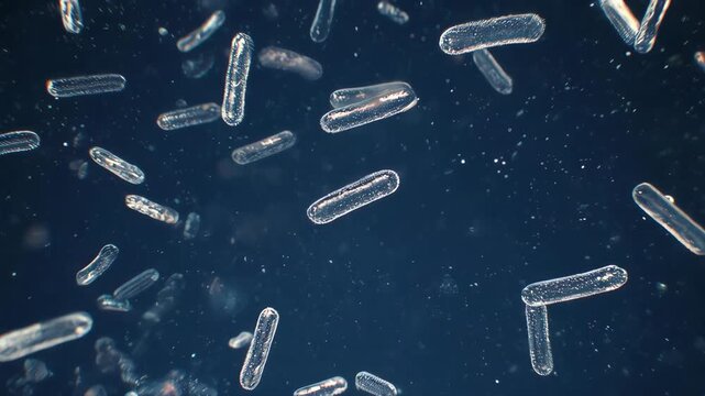 Diverse Bacterial Population Interacting (1000x Microscopic)