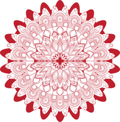 Minimalist red mandala, line art design