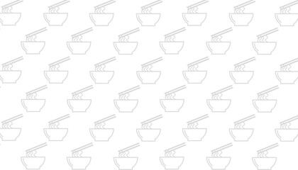 Noodle Bowl Seamless Pattern Bold Outline Flat Style Background