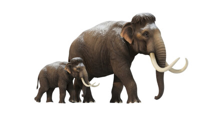 Obraz premium A large and small elephant figurine standing together isolated on transparent background