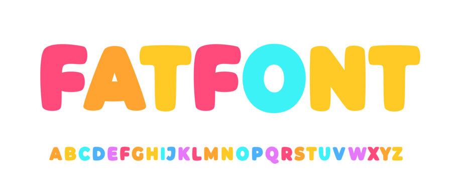 Kid Bold Color Font Logo Alphabet Balloon Letter Set Colorful Rounded Typography, Creative Bubble Typographic Design for Kindergarten Title Text, School Headline, Childish Fonts. Vector Typeface