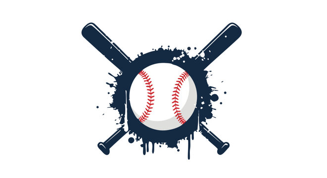 Baseball vector illustration with crossed bats and splash effect, symbolizing sport and game