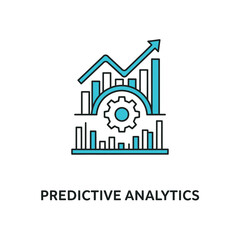 Fototapeta premium Predictive Analytics Graph with Gear Icon in Modern Minimalist Style with Blue and White Color Scheme on White Background for Business Infographics