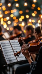 Fototapeta premium Orchestral Harmony Musicians United in Performance, Captivating Symphony Orchestra Rehearsal Scene