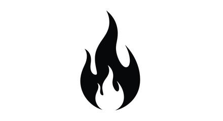 A striking black silhouette of a flame against a plain white background