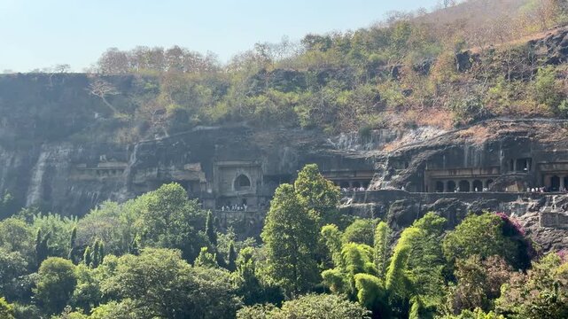 Ajanta Caves rock-cut Buddhist temple complex on the Deccan Plateau in Maharashtra, India.
