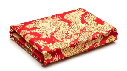 Red Fabric with Golden Dragon Pattern.